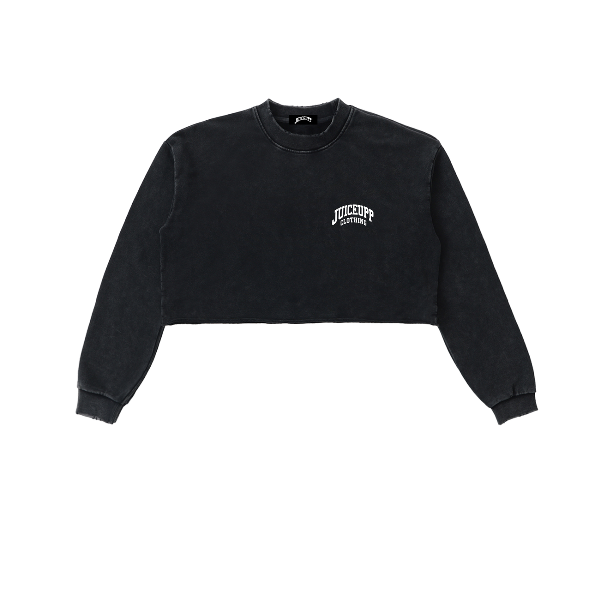 Juiceupp Snow Washed Raw Edge Cropped Sweatshirt
